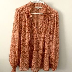 LOFT Peach Floral Top